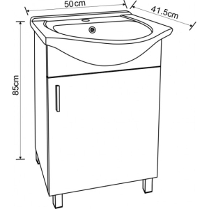 Шкаф за баня с умивалник 500х400х850мм Алора 5035+5091UKR Inter Ceramic
