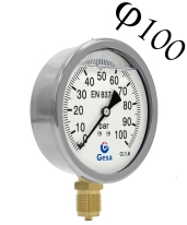Манометър за въздух, радиален, глицеринов, клас 1.0 0-100 bar, ф 100 мм, 1/2&quot; Gesa М0302
