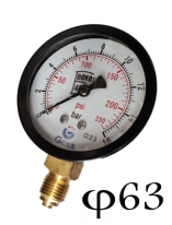 Манометър за въздух, радиален, сух, клас 1.6 0-16 bar, ф 63 мм, 1/4&quot; Gesa  M0201