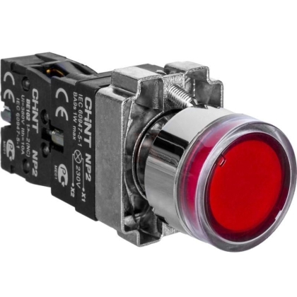 Бутон светещ червен LED 24V 1NC Chint