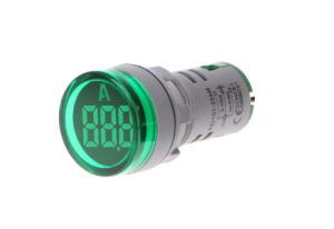 Амперметър LED HBD16-DA 0-500А зелен, кръгъл ф22,3