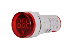 Волтметър LED AD22-RV 50-500 V червен, кръгъл ф22,3